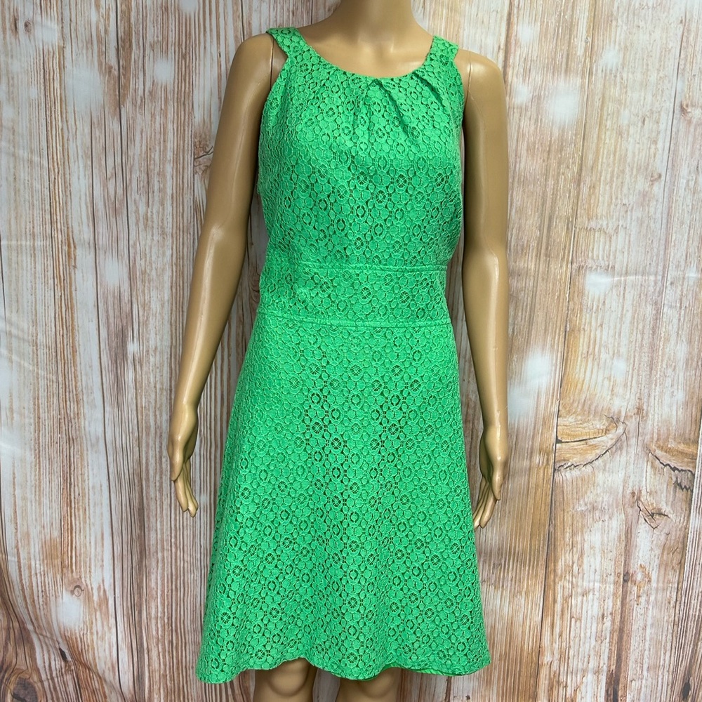 New York & Company Bright Green Lace A-Line Dress. 12.